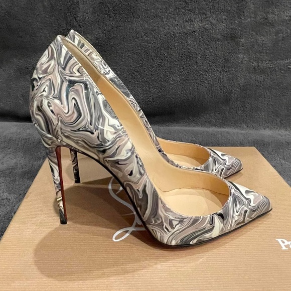 Christian Louboutin Worn Twice Patent Marble Swirl Pigalle Follies 100 Size 39 - Picture 5 of 14